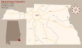Map of Houston County in Alabama Royalty Free Stock Photo