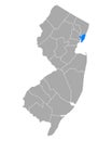 Map of Hudson in New Jersey
