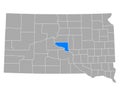 Map of Hughes in South Dakota