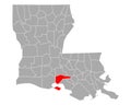 Map of Iberia in Louisiana