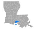 Map of Iberia in Louisiana