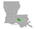 Map of Iberville in Louisiana Royalty Free Stock Photo