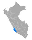 Map of Ica in Peru