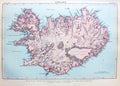 Map of Iceland in the old book The Encyclopaedia Britannica, vol. 12, by C. Blake, 1881, Edinburgh