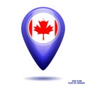 Map icon with flag of Canada. Illustration.