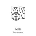 map icon vector from summer camp collection. Thin line map outline icon vector illustration. Linear symbol for use on web and Royalty Free Stock Photo
