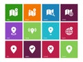 Map icons on color background. GPS and Navigation. Royalty Free Stock Photo
