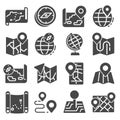 Map Icons and Location Icons Set. Vector Illustrations Royalty Free Stock Photo
