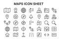 Map Icons Set Collection Featuring Navigation, Location, Geography, and Pin Pointers Royalty Free Stock Photo