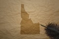 map of idaho state on a old paper background with old pen Royalty Free Stock Photo
