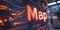 Map illuminated in vibrant colors, showcasing digital design and technology Royalty Free Stock Photo