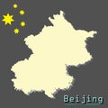 Map illustration of Beijing-Capital of China - you are here sign - stars from the flag - building from beijing -
