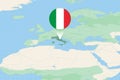 Map illustration of Italy with the flag. Cartographic illustration of Italy and neighboring countries