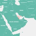 A map illustration of the Middle East with a focus on Qatar Royalty Free Stock Photo