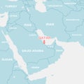 A map illustration of the Middle East with a focus on Qatar Royalty Free Stock Photo