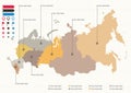 A map illustration of a map of Russia with icons Royalty Free Stock Photo