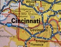 Map Image of Cincinnati, Ohio Royalty Free Stock Photo