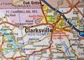 Map Image of Clarksville, Tennessee Royalty Free Stock Photo