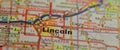 Map Image of Lincoln Nebraska Royalty Free Stock Photo