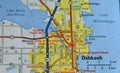Map Image of Oshkosh, Wisconsin Royalty Free Stock Photo
