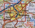 Map Image of Roanoke, Virginia Royalty Free Stock Photo