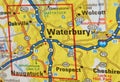 Map Image of Waterbury Connecticut - Brass Capital of the World Royalty Free Stock Photo