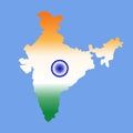 Map of India in the colors of the national flag. Stylized color vector.