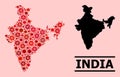 Map of India - Composition with Covid Biohazard Infection Elements