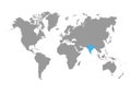 The map of India is highlighted in blue on the world map