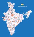 Map of India in Hindi Alphabets Word Cloud Royalty Free Stock Photo