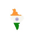 Map of India with the image of the national flag