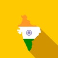 Map of India with the image of the national flag