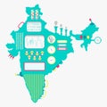 Map of India machine Royalty Free Stock Photo