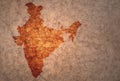Map of india on a old vintage crack paper background Royalty Free Stock Photo