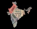 Map of India with rupees Royalty Free Stock Photo