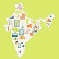 Map of India with technology icons Royalty Free Stock Photo