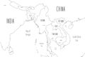 Map of Indochinese Peninsula. Handdrawn doodle style. Vector illustration