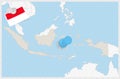 Map of Indonesia with a pinned blue pin. Pinned flag of Indonesia Royalty Free Stock Photo