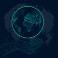 Map of internet communications at low poly hands Royalty Free Stock Photo