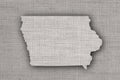 Map of Iowa on old linen