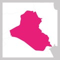 Map of Iraq pink highlighted with neighbor countries