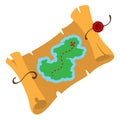 Map of the island with buried treasure. Illustration on the pirate theme Royalty Free Stock Photo