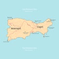 Map of the island of Capri, Italy, Campania.