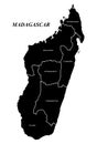 Map of the island of Madagascar with provinces Royalty Free Stock Photo