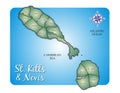 Map of Island St. Kitts (Saint Christopher/Nevis)