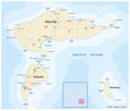 Map of the islands of Hiva Oa, Tahuata, and Mohotani, Marquesas Islands in French Polynesia