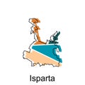 Map of Isparta illustration design. Turkey World Map International vector template