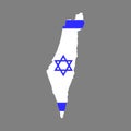 The map of Israel is colored in the colors of the national flag. Vector