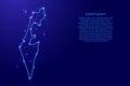 Map Israel from the contours network blue, luminous space star vector illustration