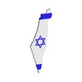 Map of Israel with flag 3d is colored in the colors of the national flag. Vector